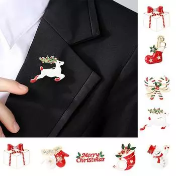 1 шт. Рождественская елка Подарочная брошь Венок Колокольчик Масляная капельница Украшение Рождественская снежинка Рождественский лось