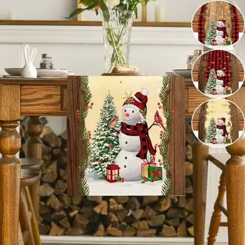 1PC Christmas Tree Snowman Table Runners Wedding Party Home Decoration Tablecloth Dining Table Living Room ArtisticTable Runner 30x150cm13x29inch