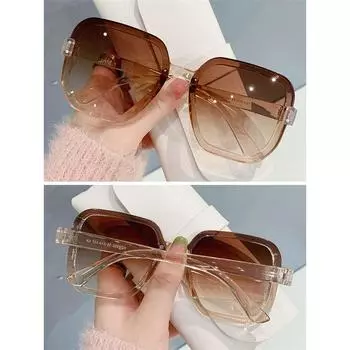 1PC Classic Vintage Square Sunglasses Woman Oversized Gradient Sun Glasses UV400 Big Frame Ladies Eyewear чёрный