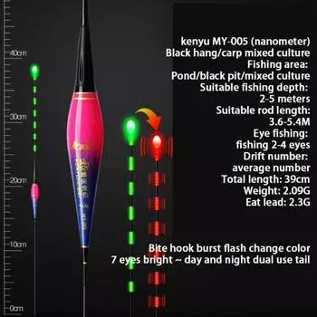 1pc Color Change Smart Fishing Led Light Float Luminous Gravity Sensing Chip Float Pesca MY-005