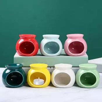 1 шт. красочная керамическая маленькая курильница для благовоний керамическая ароматерапевтическая печь изысканные поделки керамические украшения подсвечник украшение зелёный