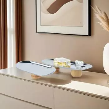 1PC Combination Tray Home Stainless Steel Tray Nordic High Leg Display Storage Box Desktop Ornaments Entryway Key Tray 3 Styles L