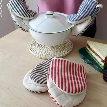 1PC Cotton Anti-scalding Oven Gloves Mitts Potholder Kitchen Duckbill Shape Cotton Gloves Tray Dish Bowl Holder Oven Hand Clip синий