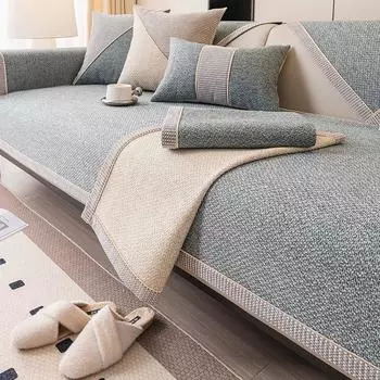 1PC Cotton Linen Sofa Cover for Home Decor Solid Color Sofa Cushion Dust-proof Couch Armrest Backrest Mat Furniture Protector 70x70 A