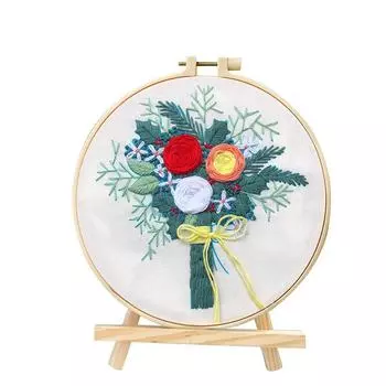 1PC Cotton Linen Supplies Skill Hand Sewing Material Handmade Ornament DIY Cross Stitch Embroidery Kits Crafts Gift Rings 20cm