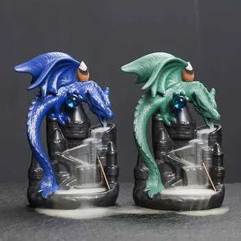 1pc Creative Castle Dragon Incense Burner Retro Home Decor Christmas Gift Lucky Feng Shui Ornament (Without Incense)