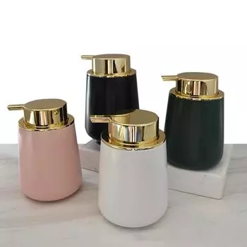 1PC Creative Ceramic Liquid Soap Dispenser European-Style Dispensing Bottle Push-Type 400ml Lotion Bottle White/Black/Pink/Green белый