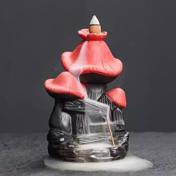 1pc Creative Ceramic Mushroom Backflow Incense Burner for Halloween and Christmas Home Decor (Without Incense)