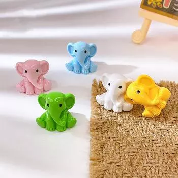 1Pc Creative Cute Diy Resin Animal Model 3D Sitting Elephant Micro Landscape Yard Decoration Cartoon Elephant Ornaments розовый