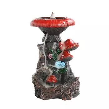 1pc, Creative Flower Mushroom Resin Waterfall Backflow Incense Burner for Halloween and Easter Home Decoration (Without Incense)
