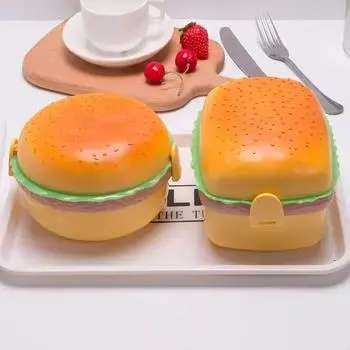 1PC Creative Hamburger Plastic Lunch Box Cute Cookie Shape Bento Box Lunch Box Students Cartoon Children BentoBox Tableware 501-800ML