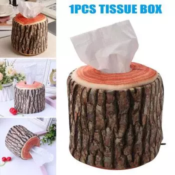 1pc Creative Imitation Tree Bark Tissue Box Napkin Holder Case Paper Cover 13 X 11cm Home Kitchen Practical Decor Accessory