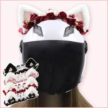 1Pc Creative Maid Cute Plush Ears Decorate Motorcycle Helmet Motocross Helmet Decor Sticker Accessories Cosplayer Styling