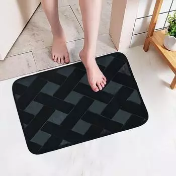 1PC Cross Memory Embossed Bathroom Mat Soft Comfortable Absorbent Quick Drying Machine Washable Home Decoration Door Mat 40cmx60cm чёрный
