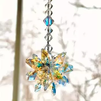 1pc Crystal Snow trap, stained glass car suspension decoration, suitable for restaurants, cafes, home decoration accessories снег