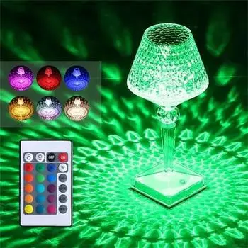 1pc Crystal Table Lamp Rechargeable Touch Light-changing Eye Protection Lamp For Home Bedroom Bedside Decoration Lighting