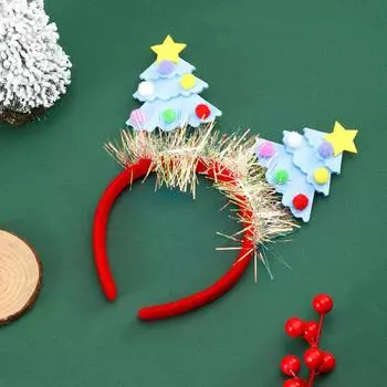 1PC Cute Christmas Tree Hair Hoop Funny Non-slip Xmas Headbands Festival Merry Christmas Decorations Costume Party Accessories синий