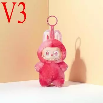 1Pc Cute Labubu Plush Doll Keychain The Monsters Box Toy New Vinyl Doll Kawaii Backpack Pendant Decoration Case Gifts V3 Key Rings красный