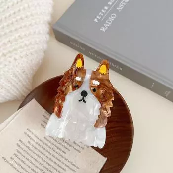 1pc Cute Western Highland puppy with shark clip and ponytail hair, Korean version cartoon hair accessory