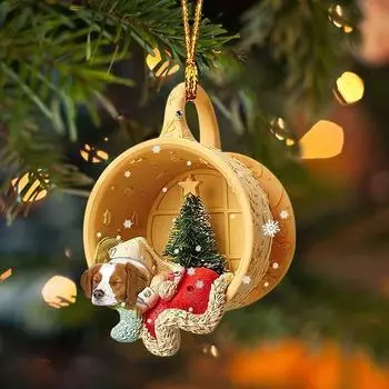 1Pc Dachshund Pendant Acrylic Hanging Basket Mreey Christmas Decoration Pendant House Decoration Car Interior Accessories