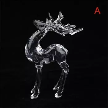 1Pc Deer Figurines Desktop Ornament Transparent Elk Reindeer Sculpture 9*13cm