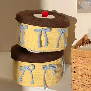 1PC Desktop Organizer Snack Holder Cupcake Shape Cotton Rope Baskets Bedroom Shelf Baskets Home Storage Basket Office 3 Sizes