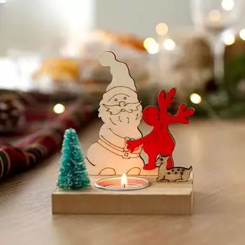 1 шт. настольный деревянный новый рождественский подсвечник Санта Клаус украшение для окна украшение в виде лося