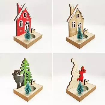 1 шт. настольный деревянный новый Санта-украшение олень рождественский подсвечник рождественский подарок украшение