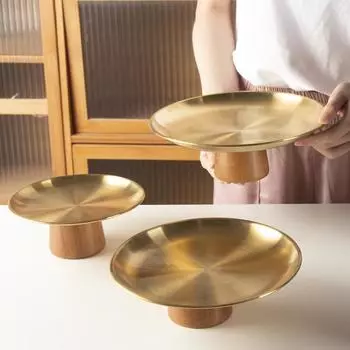 1PC Dessert Plate Silver Stainless Steel Fruit Tray Gold High Foot Fruit Plate Light Luxury 2 colors S серебряный