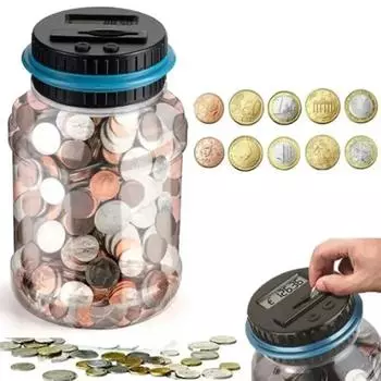 1pc Display Intelligent Counting Coin Bank Bucket Coin Storage Coin Storage Box Pound Dollar Euro Coin Counter Coin Gift