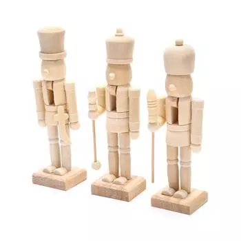 1pc DIY 12CM Wooden Nutcracker Doll Soldier Shape Puppet Handmade Craft Decoration