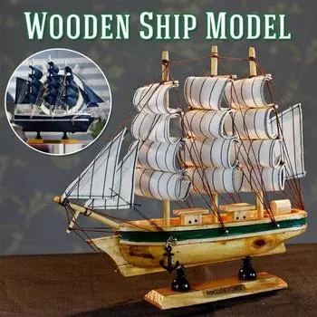 1Pc DIY Wooden Scale Model Ship Assembling Building Kits Sailboat Toys Sailing Assembled Kit For Kid Gift синий