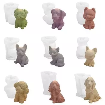 1 шт., мыло с запахом собак, смоляная штукатурка, 3D, щенок пуделя, свеча, силиконовая форма, форма для кубиков льда