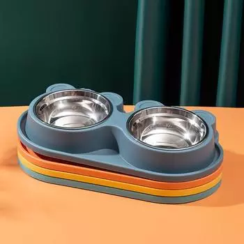 1Pc Double Dog Bowls Set-Stainless Steel,Anti-Overturning, No Spill Stand,Perfect for Drinking,Easy Cleaning, Space-Saving