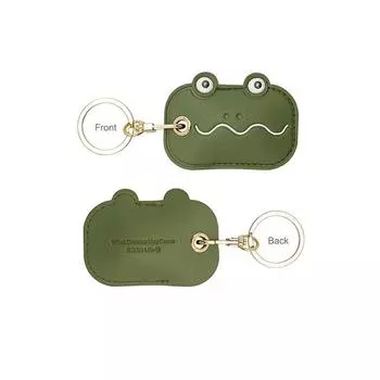 1pc Double-Sided Cartoon Keychain Creative Card Holder Cute Leather Protection Cover Ring Pendant