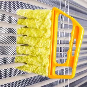 1pc Double-sided Cleaning Brush Microfiber Duster Windows Blinds Portable Household Cleaner Handheld Reusable Cleaning Brushes синий