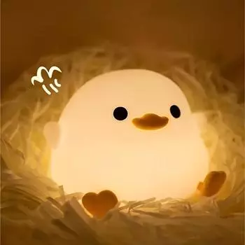 1pc Doudou Duck night light Children s gift soft light eye care USB charging timing automatic clap silicone lamp 0-5W
