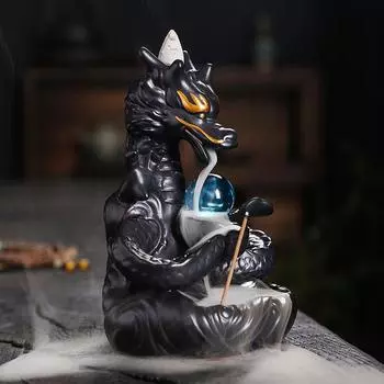 1pc Dragon Incense Burner Ceramic Backflow Incense Burner for Aromatherapy Lucky Feng Shui Ball for Home Decor -Without Incense