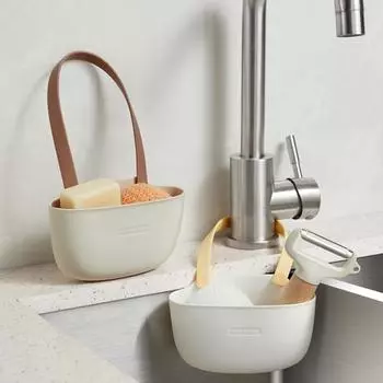 1pc Draining Rack, Hanging Basket, Home Sink Storage Supplies, Sink Single Double Draining Hanging Bag, Drying Rack, Sink Drain светло-серый