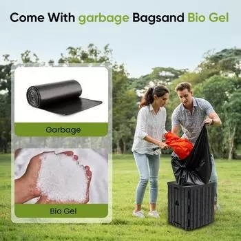 1pc Durable ABS Portable Toilet for RVs, Camping, Outdoor, and Emergency Use - Foldable, 204.12 KG Load Capacity чёрный