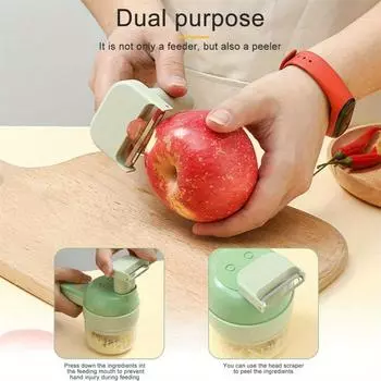 1pc Electric Mini Vegetable cutter Set, Electric Food Processor With Brush,Electric garlic pounding handheld ,Kitchen Tools зелёный