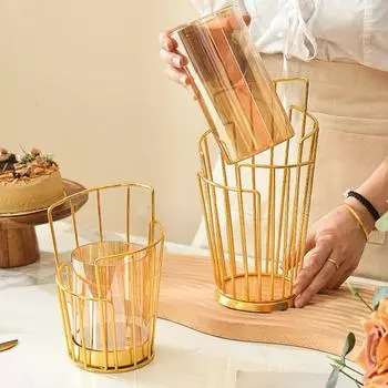 1шт элегантный домашний декор железная рамка лепесток свечи ужин стеклянная ваза цветочная композиция