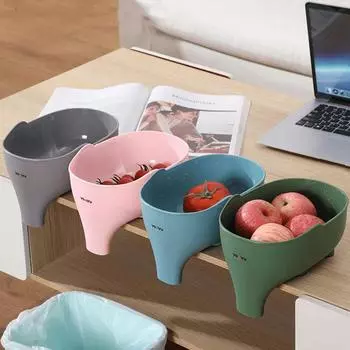 1Pc Elephant Drain Basket Multi-purpose Kitchen Storage Drain Basket Household Fruit and Vegetable Basket Drain Basket Acces розовый