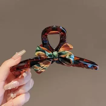 1pc Enamel oil painting bow shark clip temperament high-end back of the head disc hair hair clip acrylic clip clip