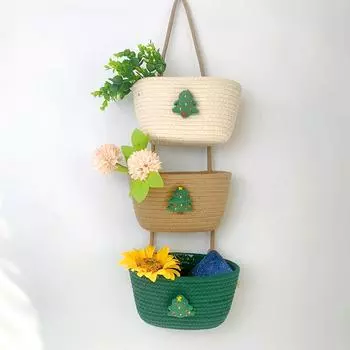 1 шт. Входная трехслойная подвесная корзина Милая мультяшная креативная рождественская елка ручной работы