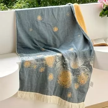 1pc, Fantasy Garden Tassel Towel, Soft and Skin Friendly, Suitable for Home, Swimming, Beach, etc., Ideal Shower Supplies