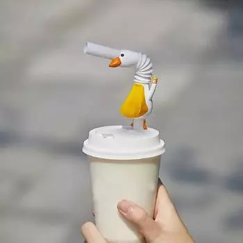 1Pc Fashion Animal Long Goose Straw with Brushes Reusable Large Diameter Drinking Straw Curved Straws Thick Tube Shape Straws