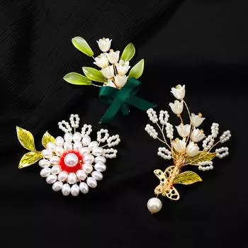 1 шт., модные булавки с цветами и растениями, броши, роскошные утонченные листья, белый цветочный аксессуар, креативный