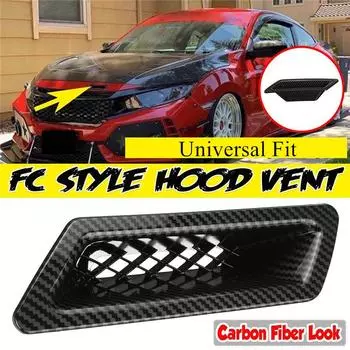 1Pc FC Style Hood Vent Front Bumper Hood Air Vent Intake Duct Carbon Fiber Look