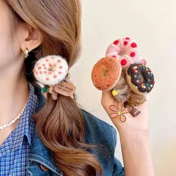 1Pc Felt Hair Rope Ponytail Plush Hair Accessories Korean Style Elastic Headband Sweet Rope Winter Spiral Hair Accessories хаки